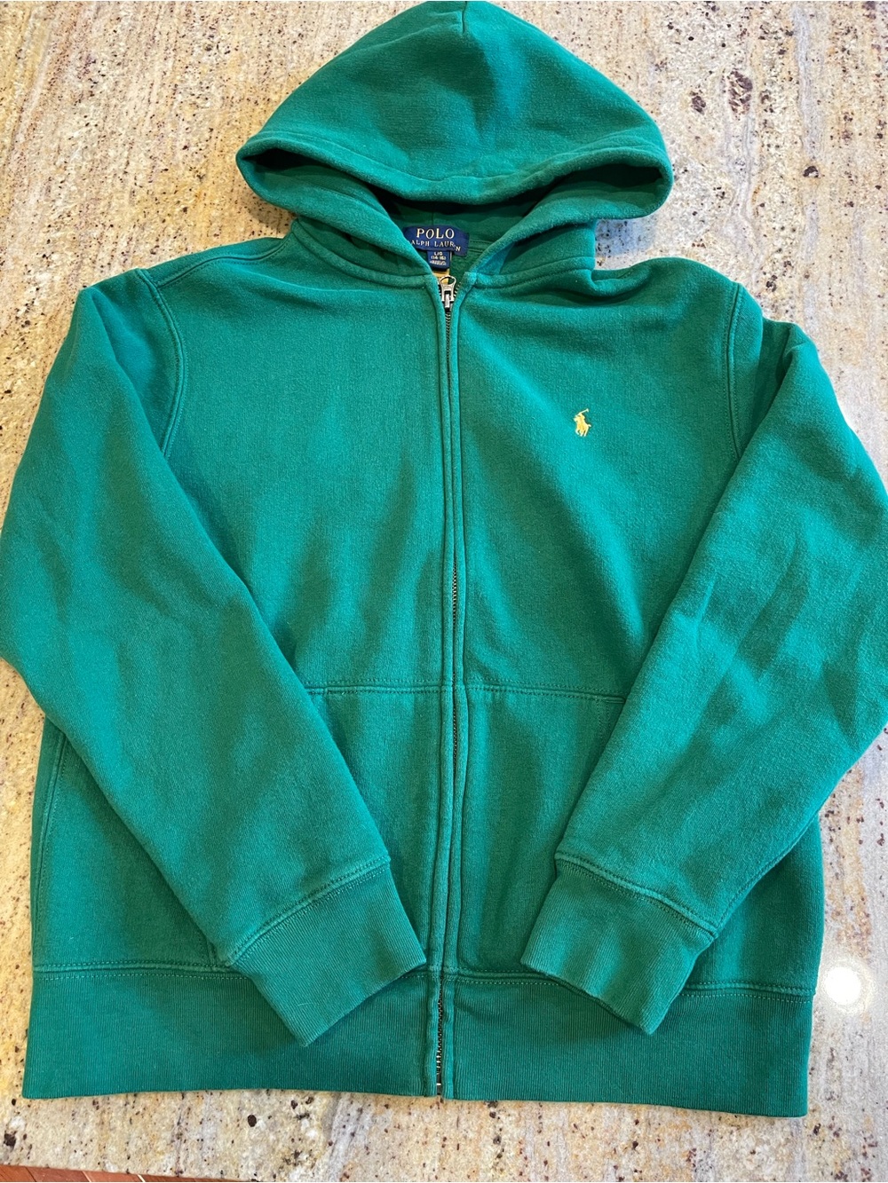 Polo Ralph Lauren Green Fleece Zip-Up Boys Hoodie Size Large 14-16